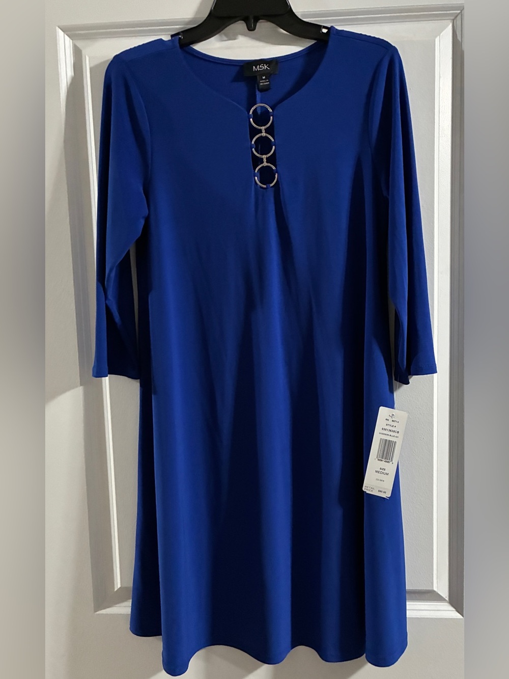 MSK Cobalt Blue Long-Sleeve Dress with Ring Detail
